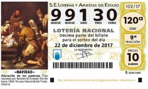Décimo de lotería de 2017